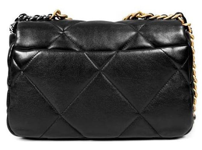 Chanel Borsa a soffietto da donna in pelle di agnello, borsa media, oro e nero - vista 4