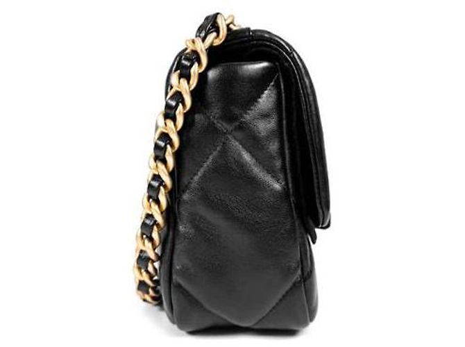 Chanel Borsa a soffietto da donna in pelle di agnello, borsa media, oro e nero - vista 5