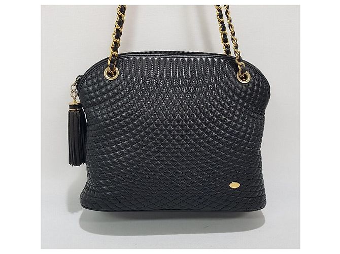 Bally Vintage Gold Chain Quilted Schultertasche Schwarz - Ansicht 2