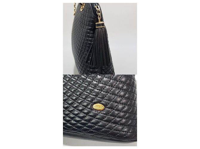Bally Vintage Gold Chain Quilted Schultertasche Schwarz - Ansicht 3