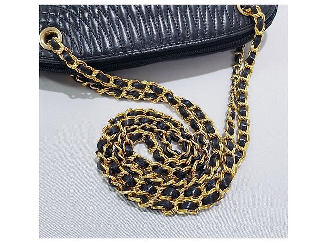 Bally Vintage Gold Chain Quilted Schultertasche Schwarz - Ansicht 6