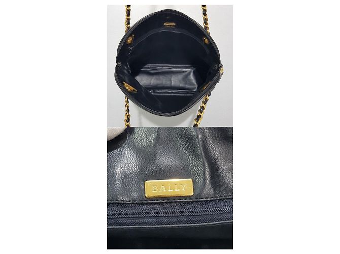 Bally Vintage Gold Chain Quilted Schultertasche Schwarz - Ansicht 9