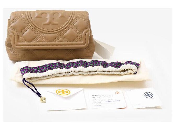 Tory Burch Clutch de cuero suave Fleming Tiramisu - vista 8