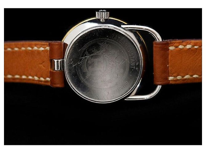 Hermès Relógio redondo pequeno de couro com quartzo Asso Lady Marrom - vista 4