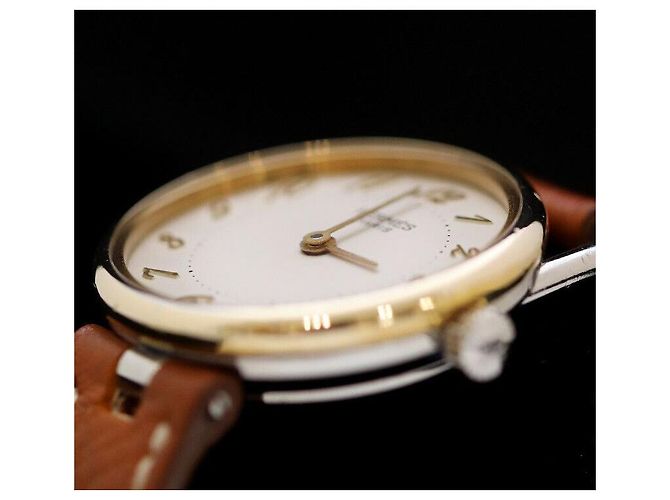 Hermès Relógio redondo pequeno de couro com quartzo Asso Lady Marrom - vista 6