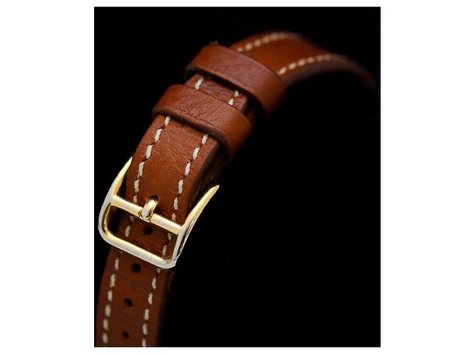 Hermès Relógio redondo pequeno de couro com quartzo Asso Lady Marrom - vista 7
