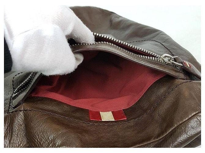 Bally Große Schultertasche aus Leder Braun - Ansicht 10