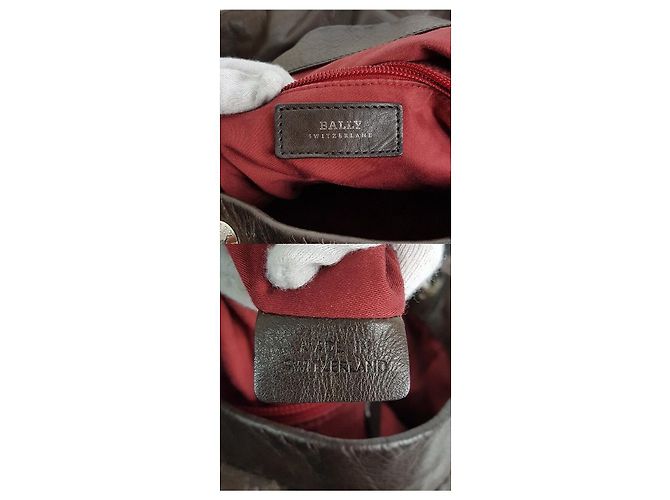 Bally Große Schultertasche aus Leder Braun - Ansicht 9