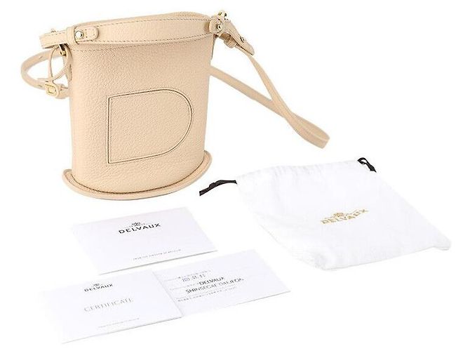 Delvaux Weiche Mini-Eimer-Tasche Torion von Pin Toy Braun - Ansicht 8