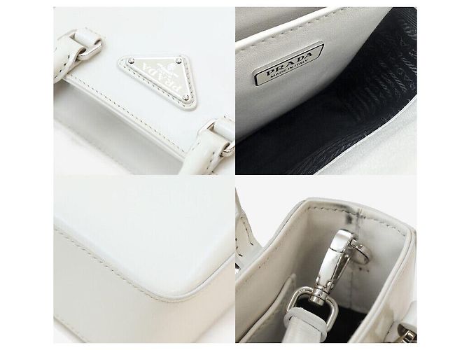 Prada Tote Bag aus gebürstetem Emaille in Weiß - Ansicht 7