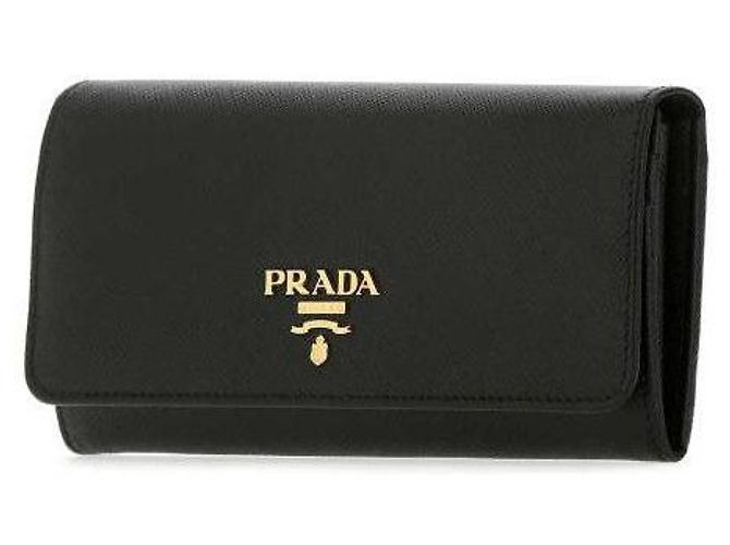 Prada Saffiano Gold Logo Langbörse Schwarz - Ansicht 5