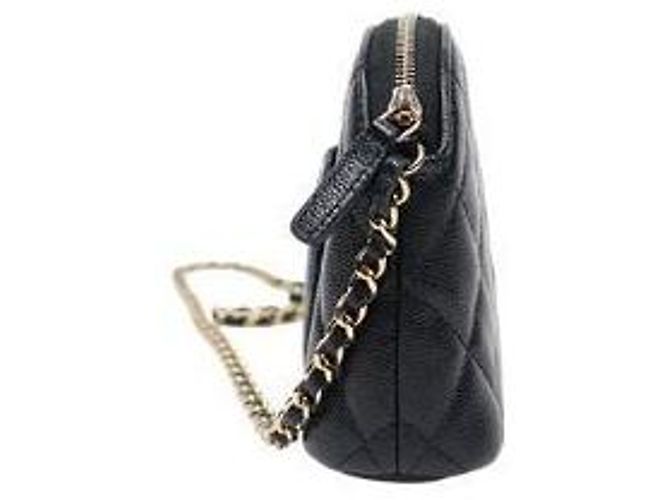 Chanel Mini bolsa transversal em pele de caviar preto em forma de meia-lua com corrente - vista 2