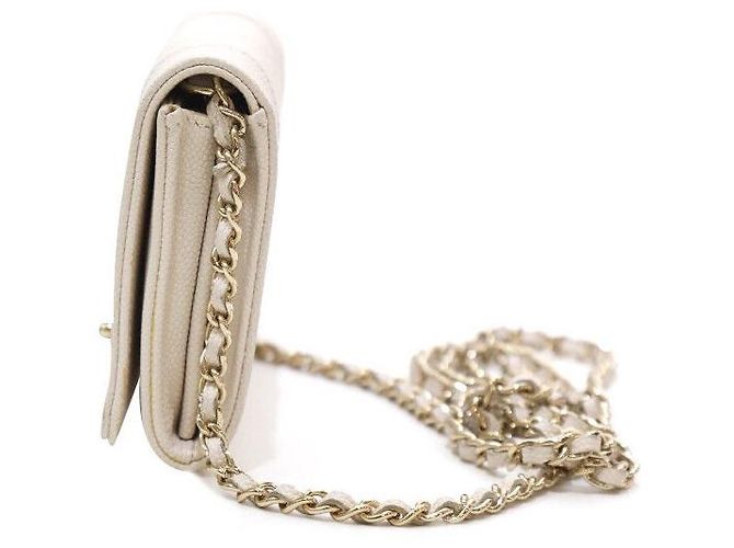 Chanel Mademoiselle Caviar Mini Borsa a Catena Incrociata Oro Bianca Bianco - vista 2