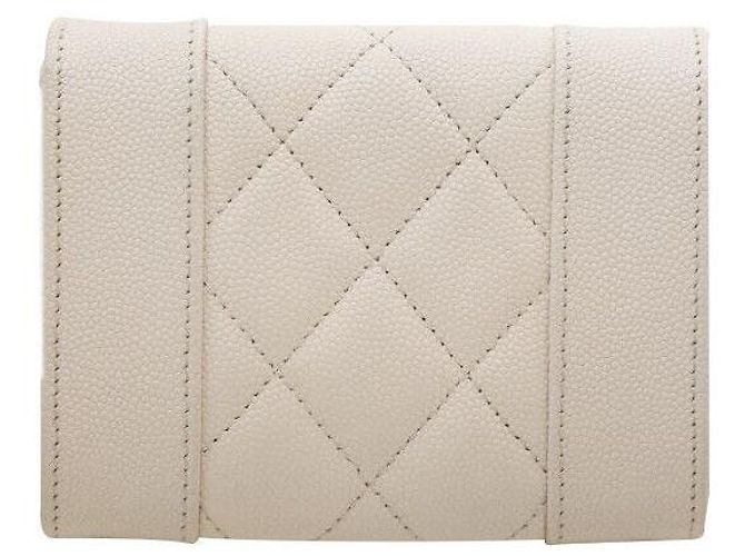 Chanel Mademoiselle Caviar Mini Borsa a Catena Incrociata Oro Bianca Bianco - vista 3