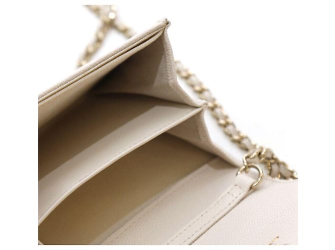 Chanel Mademoiselle Caviar Mini Borsa a Catena Incrociata Oro Bianca Bianco - vista 5