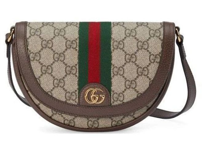 Gucci Borsa a Spalla Ophidia Mini GG Marrone - vista 2
