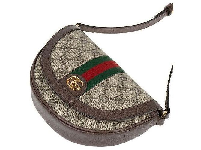Gucci Borsa a Spalla Ophidia Mini GG Marrone - vista 3