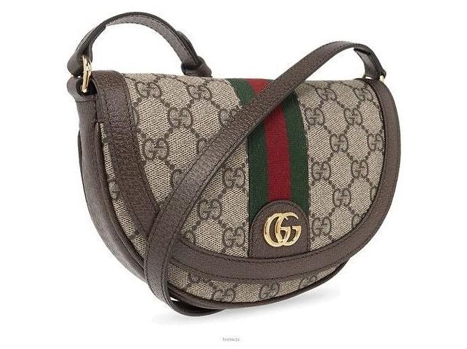Gucci Borsa a Spalla Ophidia Mini GG Marrone - vista 4
