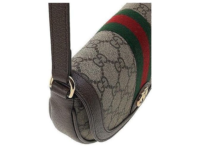 Gucci Borsa a Spalla Ophidia Mini GG Marrone - vista 5