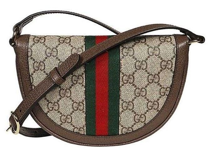 Gucci Borsa a Spalla Ophidia Mini GG Marrone - vista 6