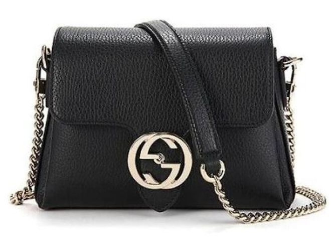 Gucci Borsa a spalla con catena intrecciata Nero - vista 3