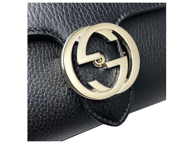 Gucci Borsa a spalla con catena intrecciata Nero - vista 4