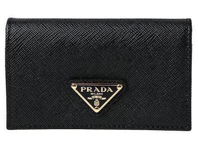 Prada Tarjetero negro con logo triangular Saffiano: QHH - vista 2