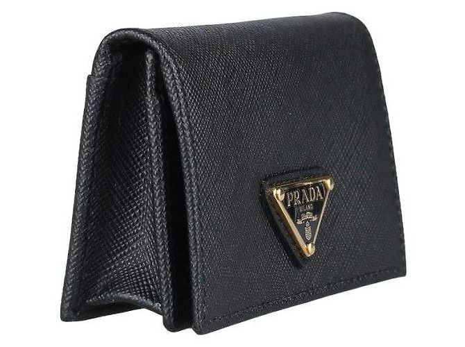 Prada Tarjetero negro con logo triangular Saffiano: QHH - vista 4