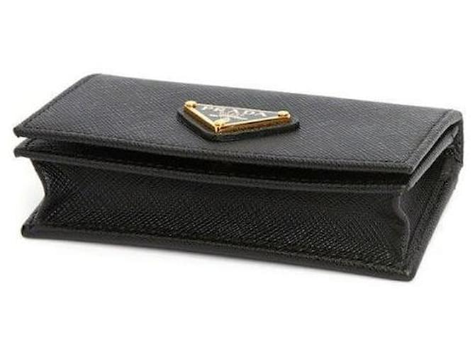 Prada Tarjetero negro con logo triangular Saffiano: QHH - vista 9