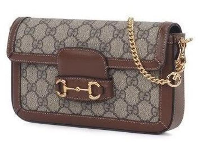 Gucci Borsa a spalla con catena Horsebit per donne Marrone - vista 4