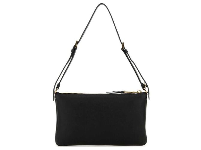 Prada Borsa a spalla in pelle nera con stampa: Nero - vista 4