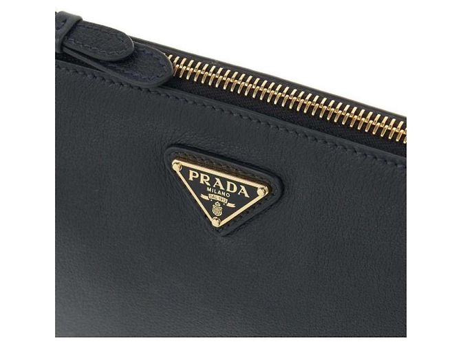 Prada Borsa a spalla in pelle nera con stampa: Nero - vista 7