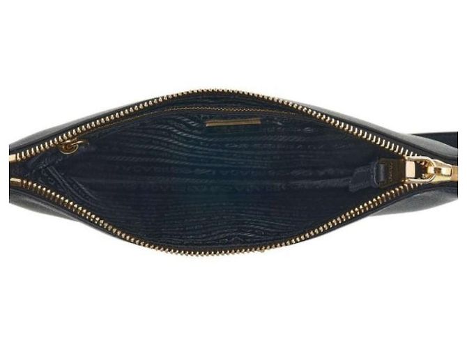 Prada Borsa a spalla in pelle nera con stampa: Nero - vista 9