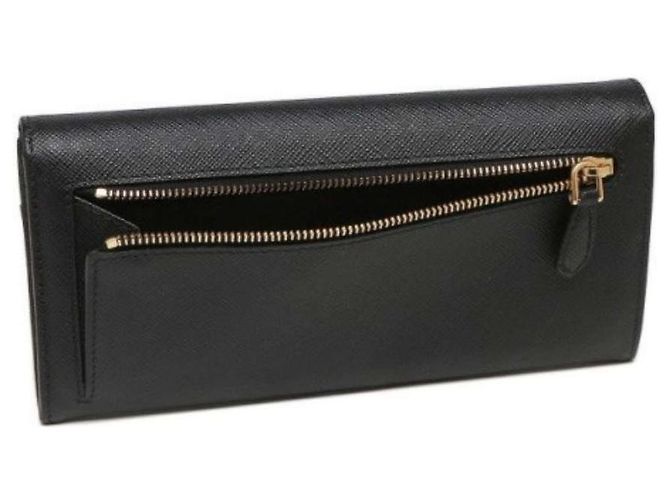 Prada Cartera larga de cuero Saffiano Triangle QHH Negro - vista 10