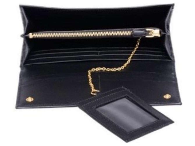 Prada Cartera larga de cuero Saffiano Triangle QHH Negro - vista 4