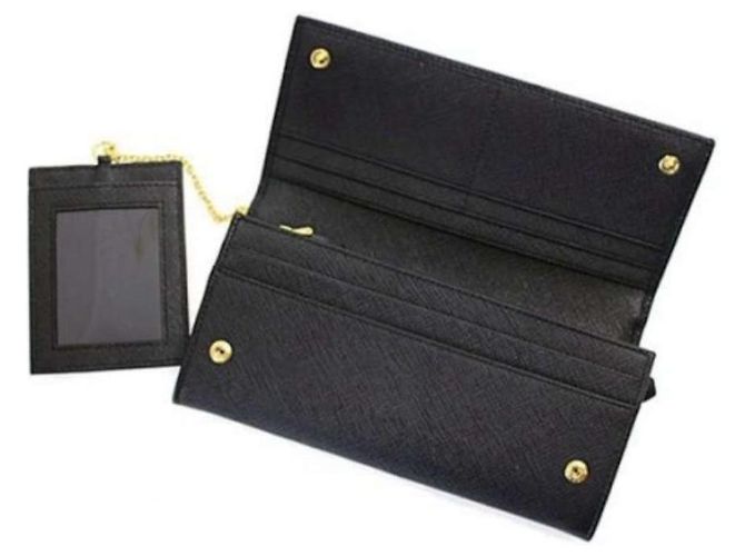 Prada Cartera larga de cuero Saffiano Triangle QHH Negro - vista 5