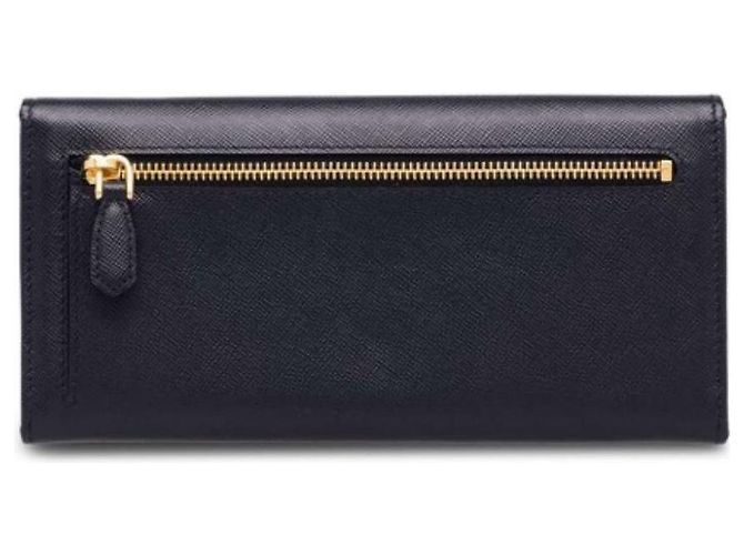 Prada Cartera larga de cuero Saffiano Triangle QHH Negro - vista 9