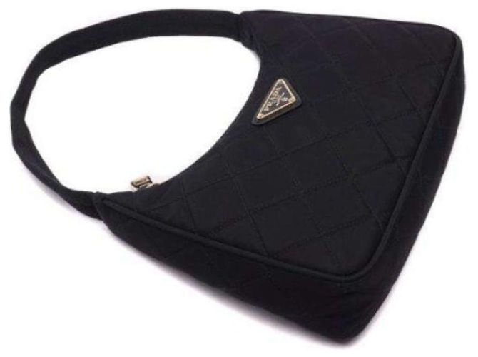 Prada Borsa hobo in nylon trapuntato nera Nero - vista 3