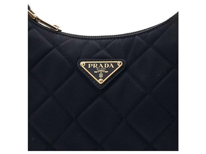 Prada Borsa hobo in nylon trapuntato nera Nero - vista 5