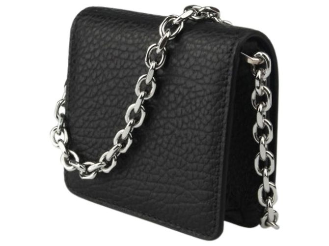 Maison Martin Margiela Mini borsa a tracolla con catena cucita nera Nero - vista 3