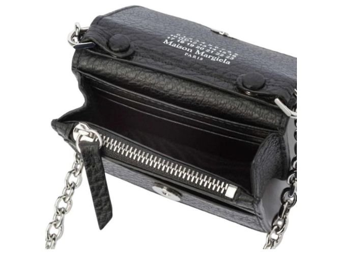 Maison Martin Margiela Mini borsa a tracolla con catena cucita nera Nero - vista 4