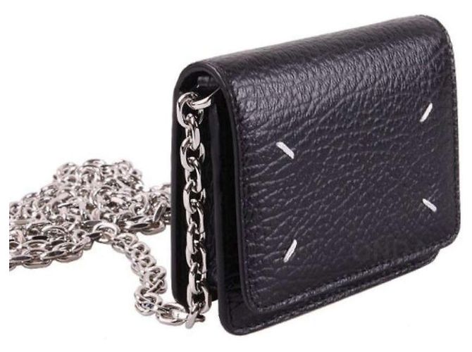 Maison Martin Margiela Mini borsa a tracolla con catena cucita nera Nero - vista 5