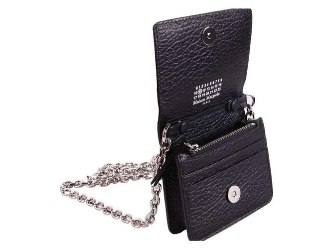 Maison Martin Margiela Mini borsa a tracolla con catena cucita nera Nero - vista 6