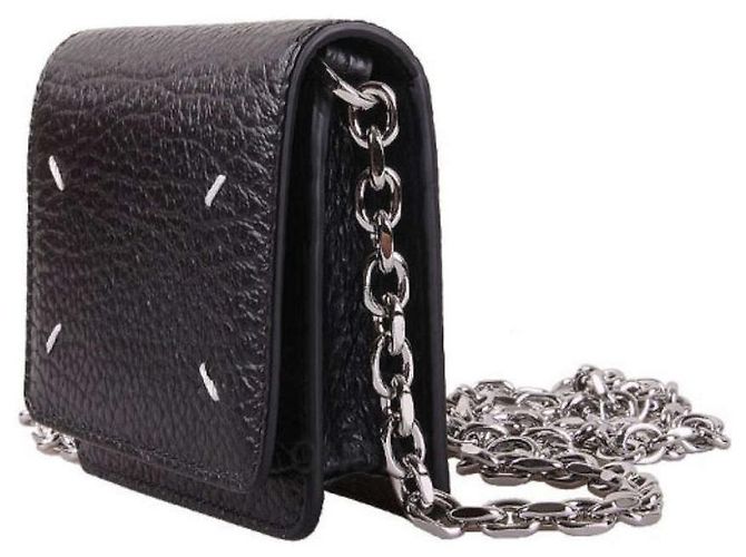 Maison Martin Margiela Mini borsa a tracolla con catena cucita nera Nero - vista 7