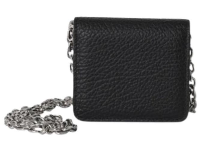 Maison Martin Margiela Mini borsa a tracolla con catena cucita nera Nero - vista 9