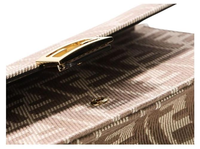 Fendi Borsa a Spalla Baguette con Catena Beige AUNJ Marrone - vista 4