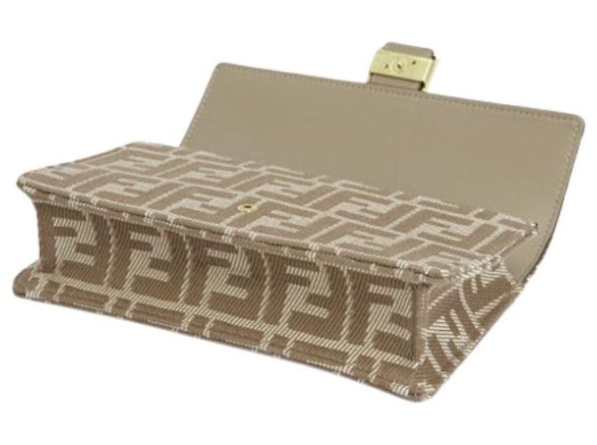 Fendi Borsa a Spalla Baguette con Catena Beige AUNJ Marrone - vista 5