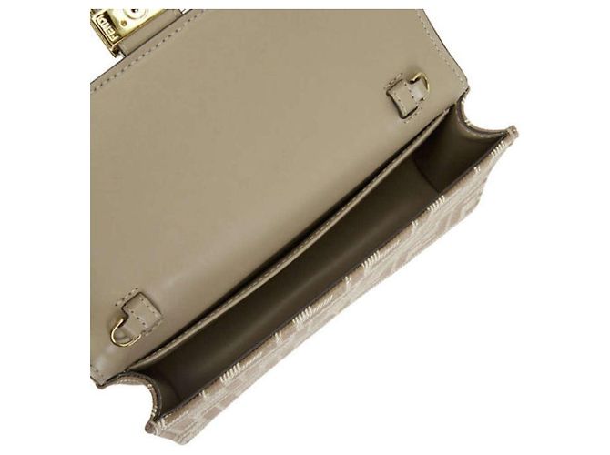 Fendi Borsa a Spalla Baguette con Catena Beige AUNJ Marrone - vista 9