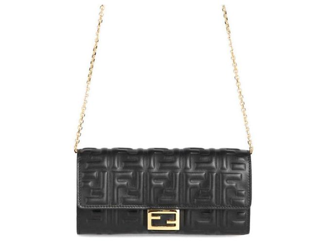 Fendi Borsa Baguette Catena Nera timbrata: AAJD Nero - vista 10