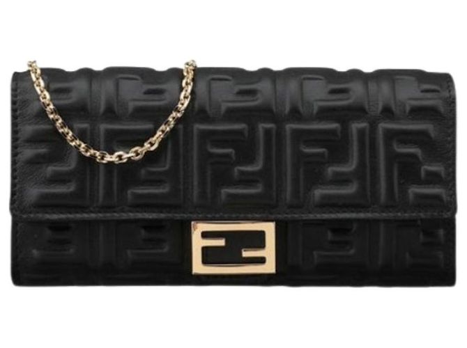 Fendi Borsa Baguette Catena Nera timbrata: AAJD Nero - vista 2